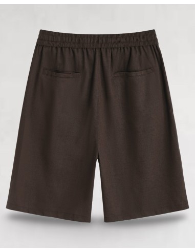 Short en lin à lacets marron