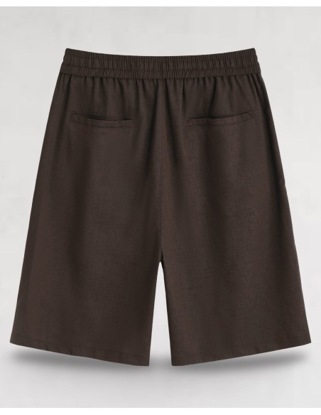 Short en lin à lacets marron
