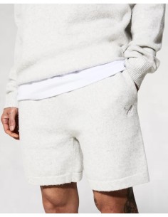 SHORT EN MAILLE GRIS CLAIR