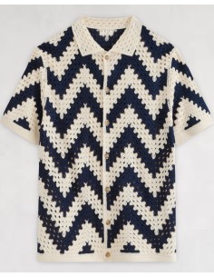 CHEMISETTE EN CROCHET BLEU MARINE