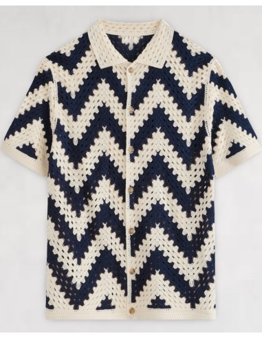 CHEMISETTE EN CROCHET BLEU MARINE