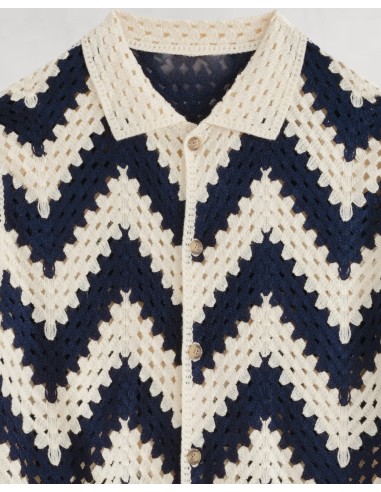 CHEMISETTE EN CROCHET BLEU MARINE