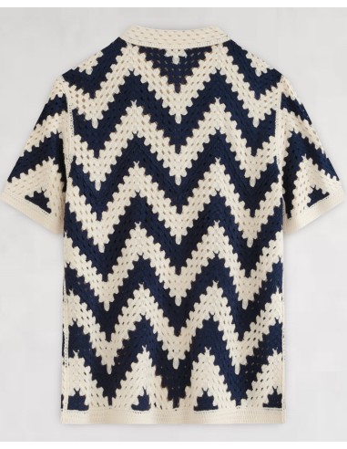 CHEMISETTE EN CROCHET BLEU MARINE