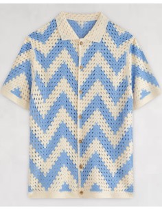 CHEMISETTE EN CROCHET BLEU CIEL