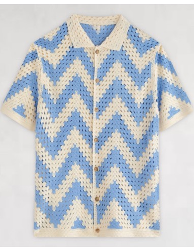 CHEMISETTE EN CROCHET BLEU CIEL