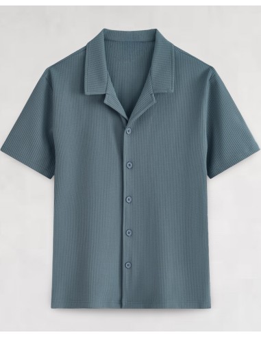 ENSEMBLE GAUFFRÉ BLEU CHEMISETTE ET...