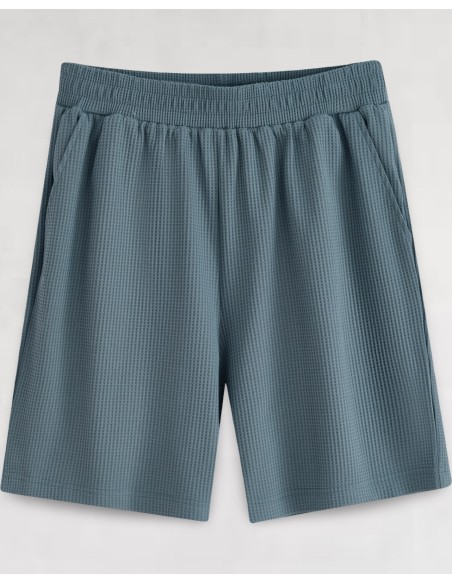 ENSEMBLE GAUFFRÉ BLEU CHEMISETTE ET SHORT