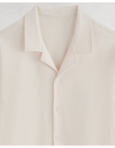 ENSEMBLE GAUFFRÉ BLANC CHEMISETTE ET...