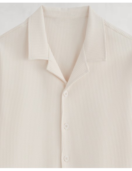 ENSEMBLE GAUFFRÉ BLANC CHEMISETTE ET SHORT