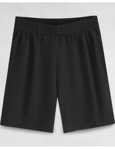 ENSEMBLE GAUFFRÉ NOIR CHEMISETTE ET SHORT