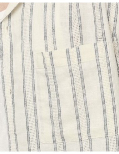 CHEMISETTE ÉCRU A BANDES BLEU IMPERIAL