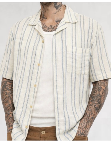 CHEMISETTE ÉCRU A BANDES BLEU IMPERIAL