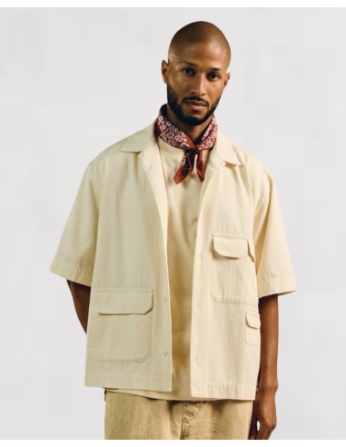 CHEMISETTE TOILE POCHES PLAQUEES ECRU