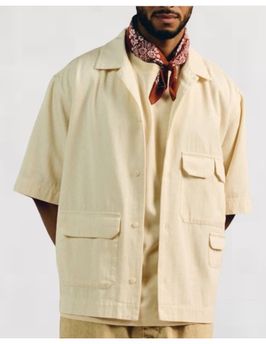 CHEMISETTE TOILE POCHES PLAQUEES ECRU