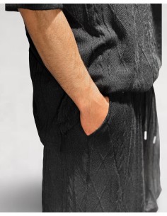 Short noir en maille géométrique 2