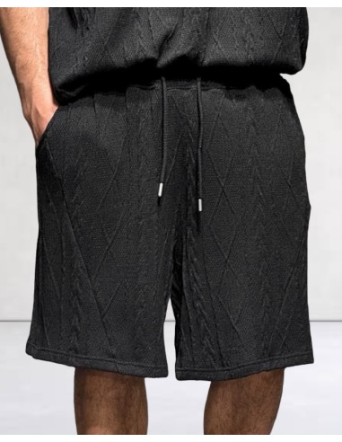 Short noir en maille géométrique