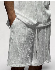 Short blanc en maille géométrique 2