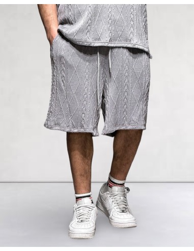 Short gris foncé en maille géométrique