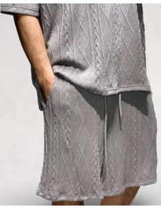 Short gris foncé en maille géométrique 2