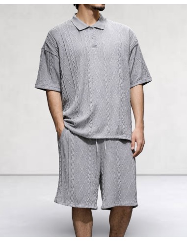 Short gris foncé en maille géométrique