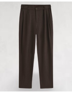 Pantalon tailleur coton lin marron