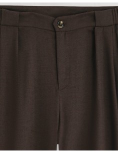 Pantalon tailleur coton lin marron 2