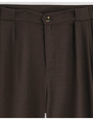 Pantalon tailleur coton lin marron