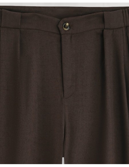 Pantalon tailleur coton lin marron
