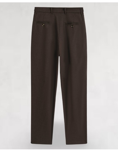 Pantalon tailleur coton lin marron