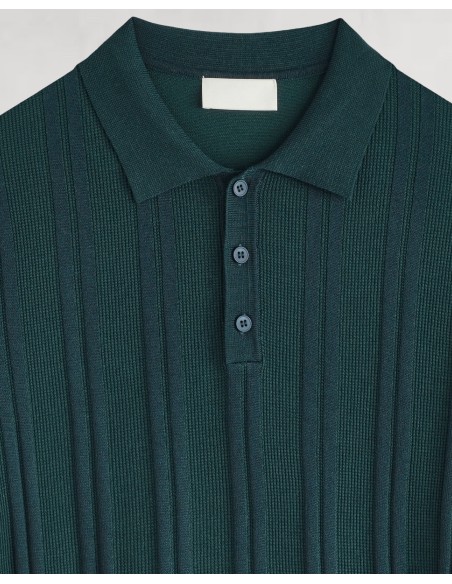 Polo maille à bandes vert