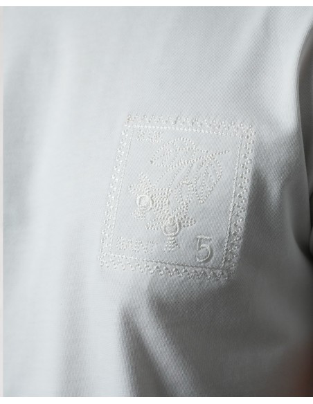 T-SHIRT BRODÉ "TIMBRES" BLANC