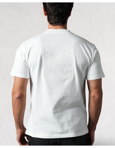 T-SHIRT BRODÉ "TIMBRES" BLANC