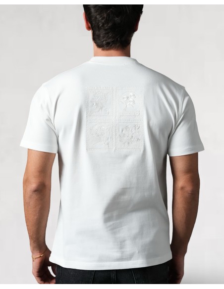 T-SHIRT BRODÉ "TIMBRES" BLANC