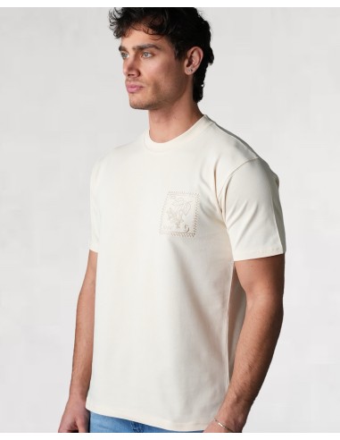 T-SHIRT BRODÉ "TIMBRES" BEIGE