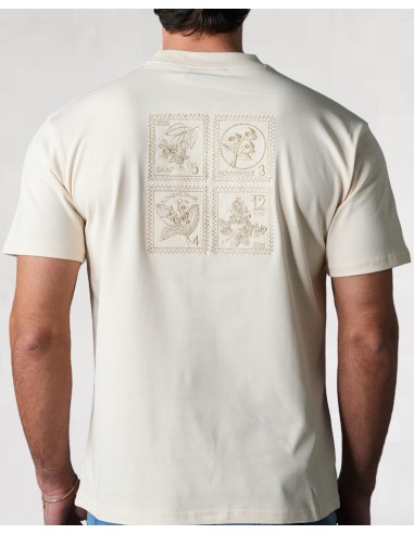 T-SHIRT BRODÉ "TIMBRES" BEIGE