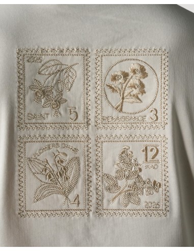 T-SHIRT BRODÉ "TIMBRES" BEIGE