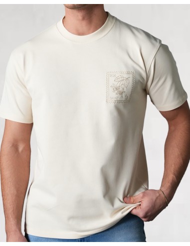 T-SHIRT BRODÉ "TIMBRES" BEIGE