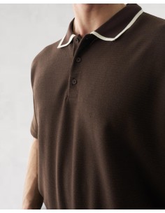 Polo fluide en maille marron 2