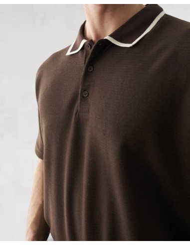 Polo fluide en maille marron