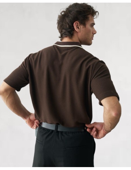 Polo fluide en maille marron