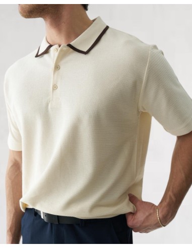 Polo fluide en maille écru