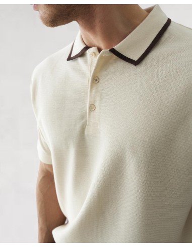 Polo fluide en maille écru