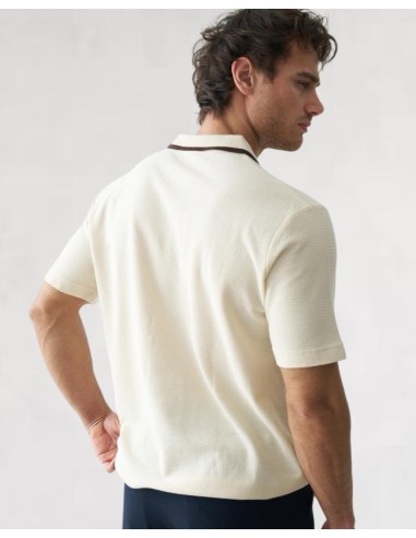 Polo fluide en maille écru