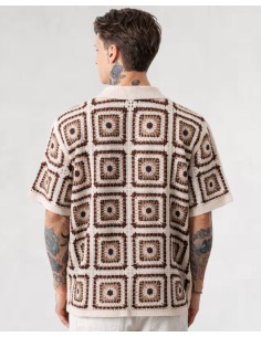 Chemise en crochet à motifs marron 2