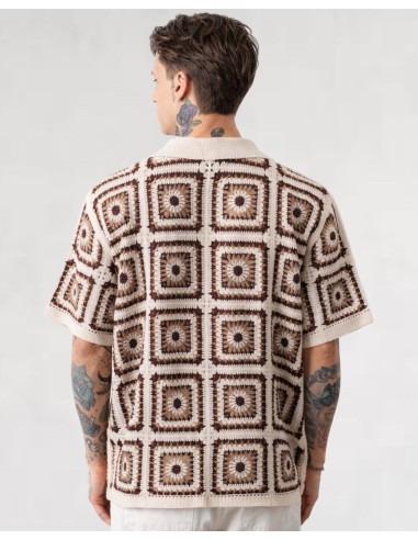 Chemise en crochet à motifs marron