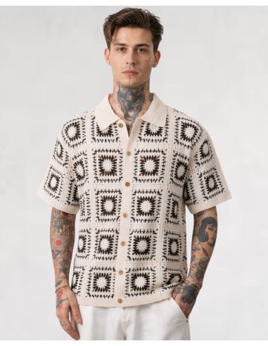 Chemise en crochet à motifs écru