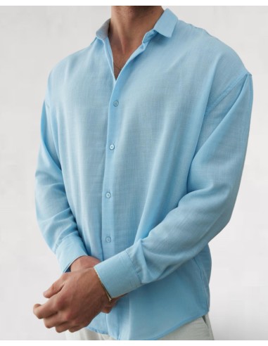Chemise fluide bleu coupe décontractée