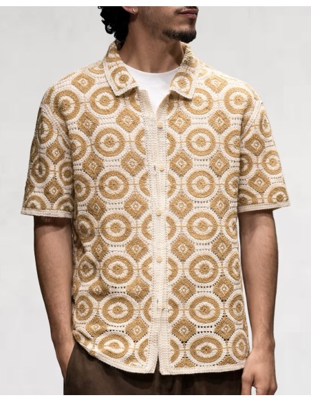Chemise en crochet camel