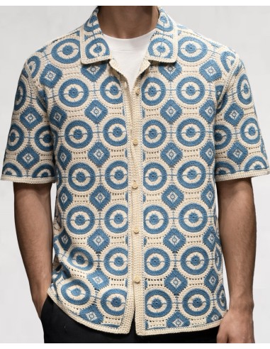Chemise en crochet bleu