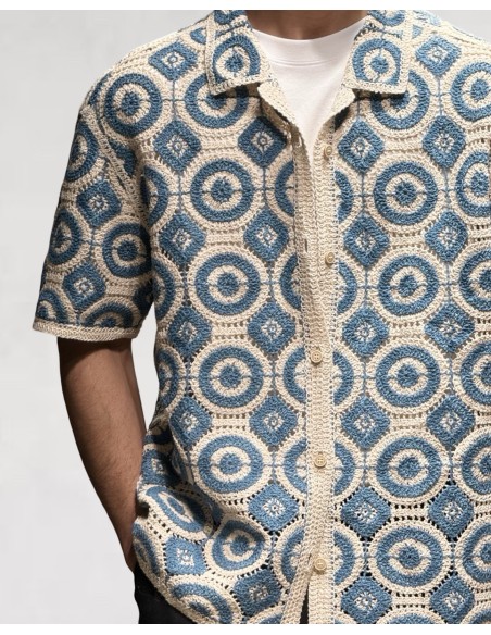 Chemise en crochet bleu
